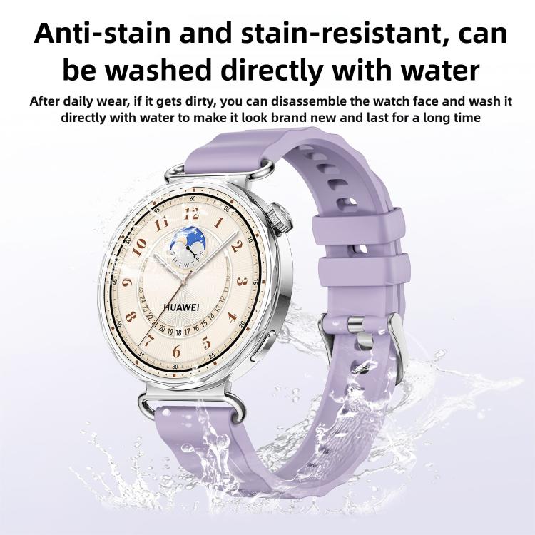 Press Button Quick Release Silver Buckle Solid Color Silicone Watch Band, For Huawei Watch GT 6 41mm