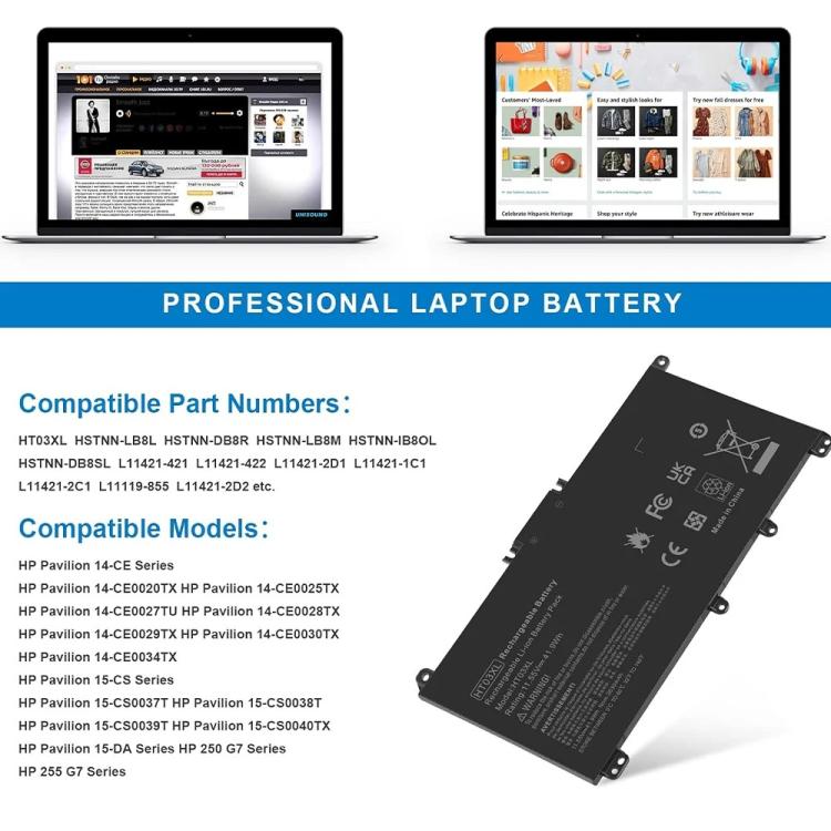 Laptop Battery Replacement for HP Pavilion 14 15 17 15-CS 15-DA 15-DB 15-DW Series, HT03XL