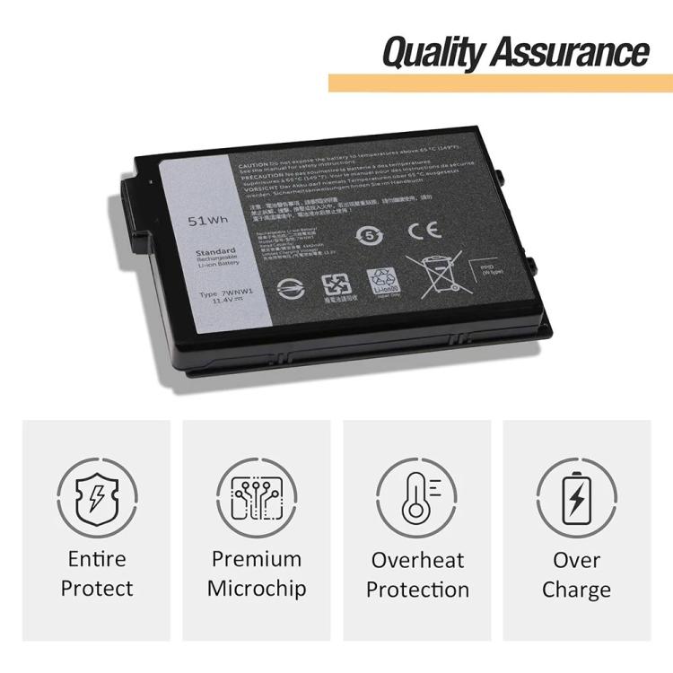 Laptop Battery For Dell Latitude 5424 5420 Rugged Latitude 7424 Rugged Extreme P137G, 7WNW1 11.4V 51Wh