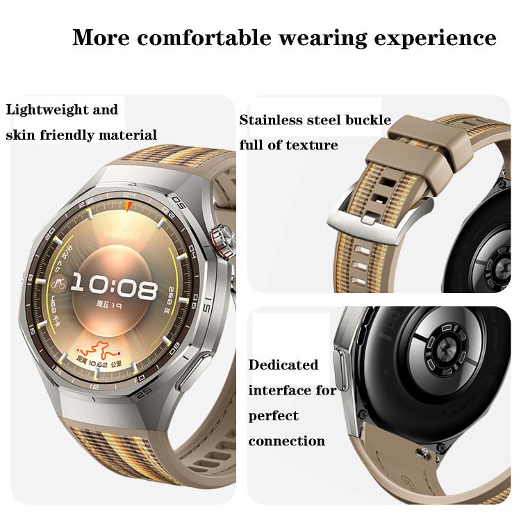 Quick Release Buckle Hybrid Nylon Braid Silicone Watch Band, For Huawei Watch GT 6 Pro