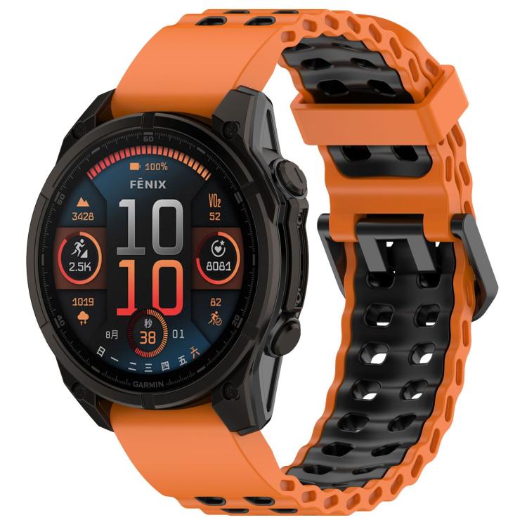 Ocean Dual Pin Buckle Two Color Silicone Watch Band, For Garmin 26mm, For Garmin 22mm