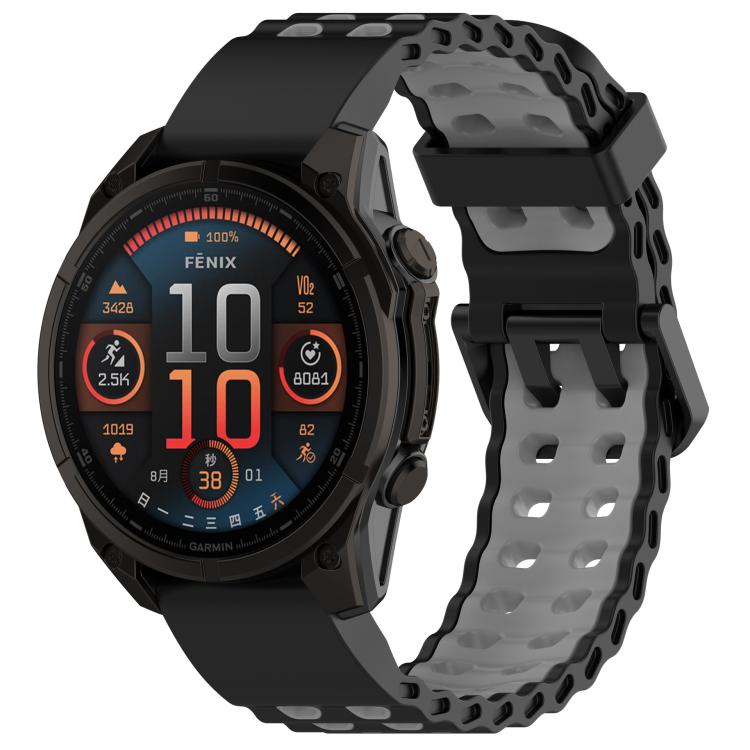 Ocean Dual Pin Buckle Two Color Silicone Watch Band, For Garmin 26mm, For Garmin 22mm