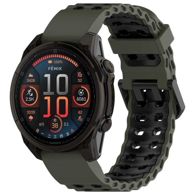 Ocean Dual Pin Buckle Two Color Silicone Watch Band, For Garmin 26mm, For Garmin 22mm