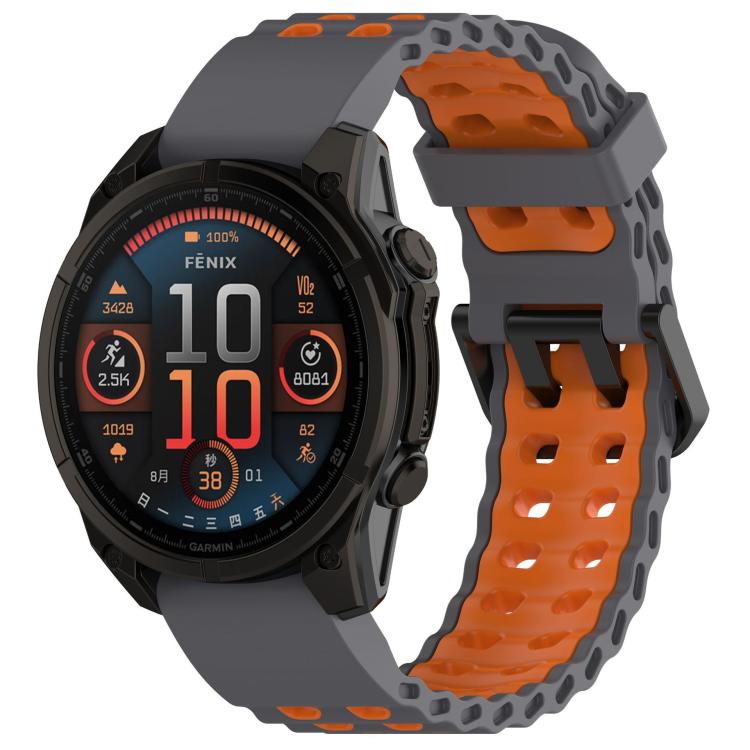 Ocean Dual Pin Buckle Two Color Silicone Watch Band, For Garmin 26mm, For Garmin 22mm