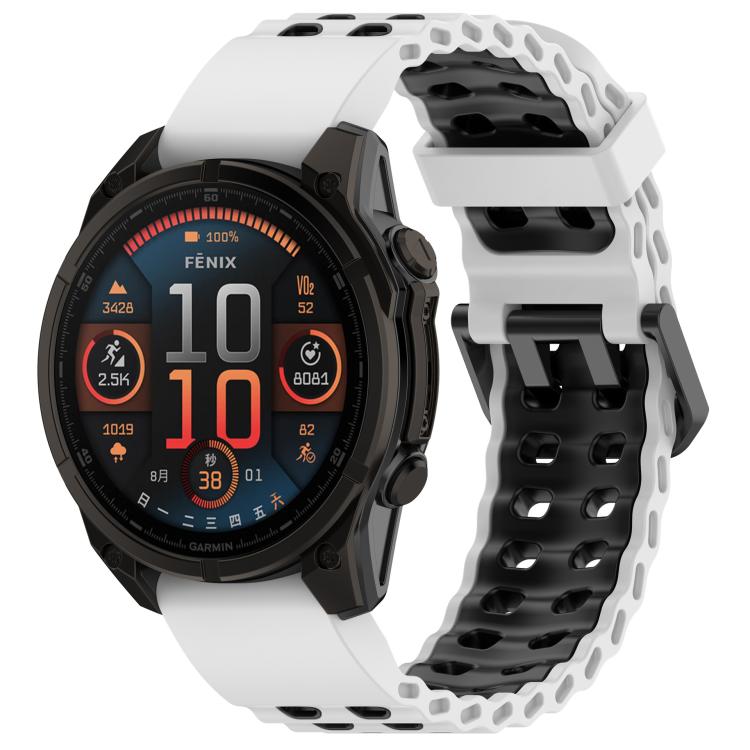 Ocean Dual Pin Buckle Two Color Silicone Watch Band, For Garmin 26mm, For Garmin 22mm