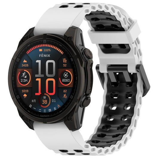 Ocean Dual Pin Buckle Two Color Silicone Watch Band, For Garmin 26mm, For Garmin 22mm