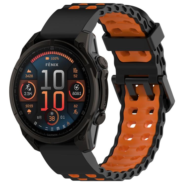 Ocean Dual Pin Buckle Two Color Silicone Watch Band, For Garmin 26mm, For Garmin 22mm