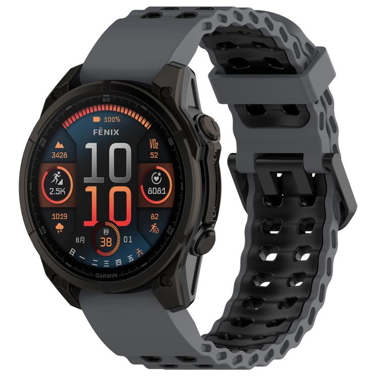 Ocean Dual Pin Buckle Two Color Silicone Watch Band, For Garmin 26mm, For Garmin 22mm