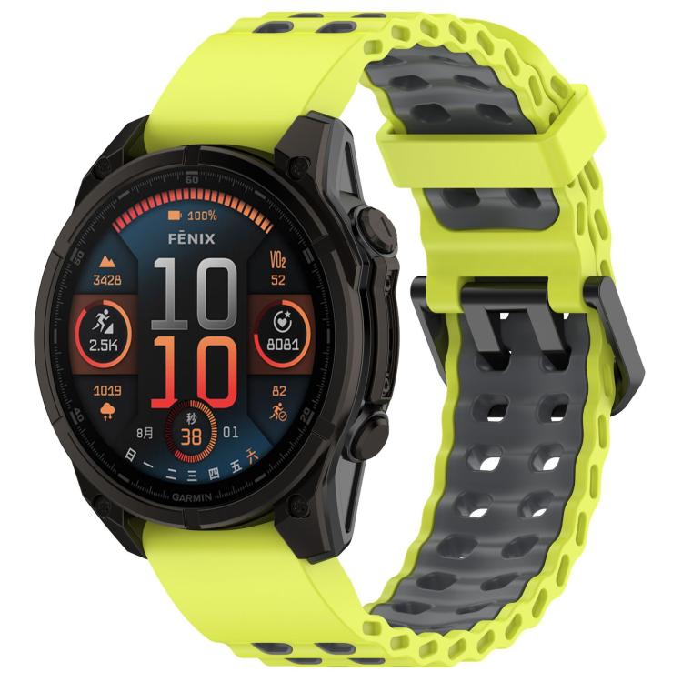Ocean Dual Pin Buckle Two Color Silicone Watch Band, For Garmin 26mm, For Garmin 22mm