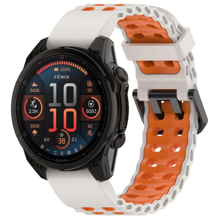 Ocean Dual Pin Buckle Two Color Silicone Watch Band, For Garmin 26mm, For Garmin 22mm