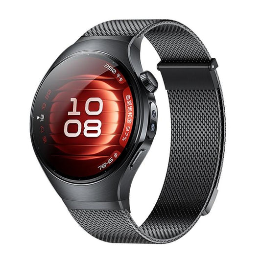 Press Button Seamless Interface Milanese Magnetic Stainless Steel Watch Band, For Huawei Watch 5 42mm