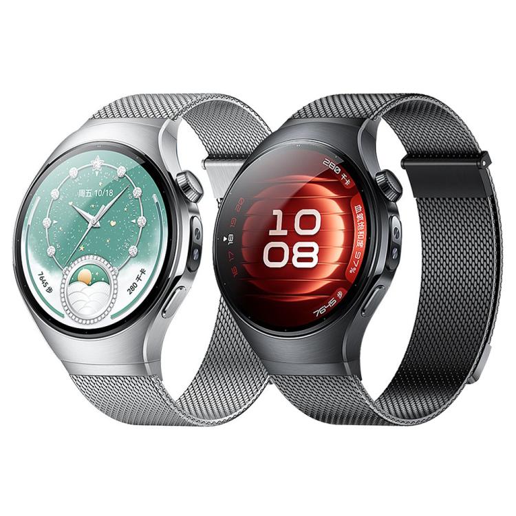 Press Button Seamless Interface Milanese Magnetic Stainless Steel Watch Band, For Huawei Watch 5 42mm