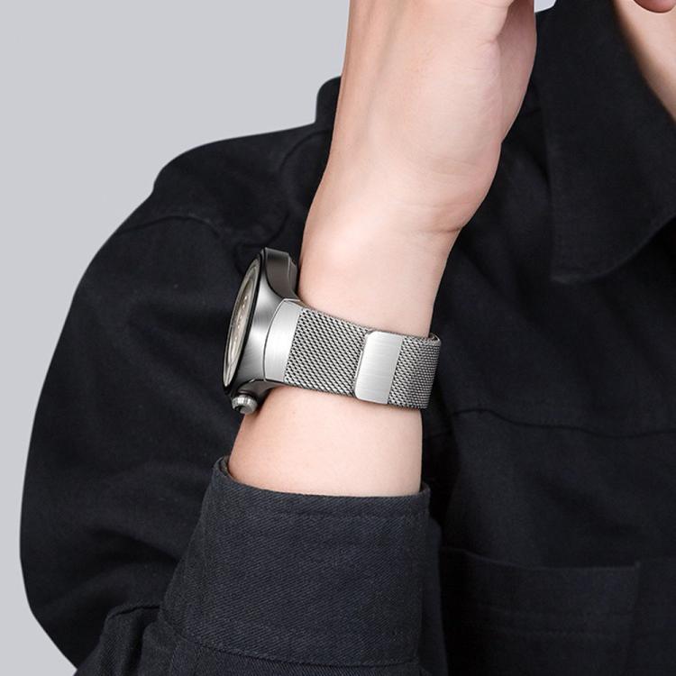 Press Button Seamless Interface Milanese Magnetic Stainless Steel Watch Band, For Huawei Watch 5 42mm