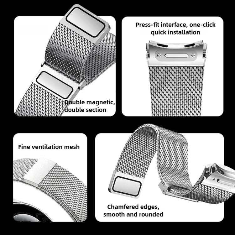 Press Button Seamless Interface Milanese Magnetic Stainless Steel Watch Band, For Huawei Watch 5 42mm
