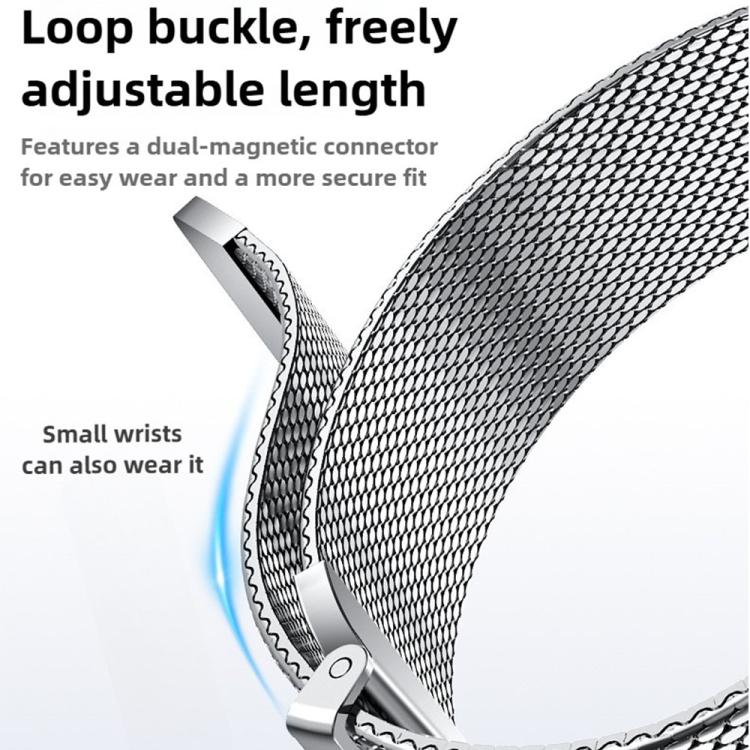 Press Button Seamless Interface Milanese Magnetic Stainless Steel Watch Band, For Huawei Watch 5 42mm