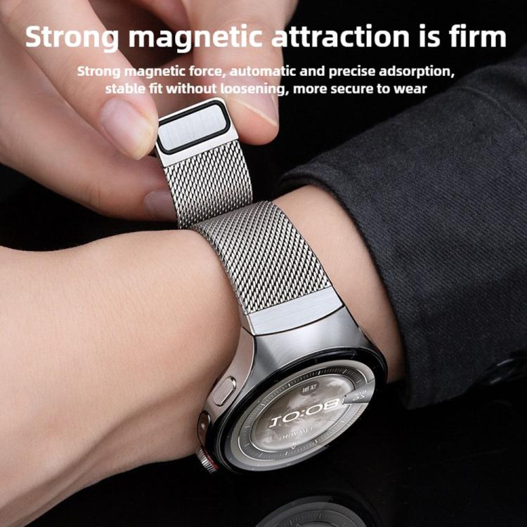 Press Button Seamless Interface Milanese Magnetic Stainless Steel Watch Band, For Huawei Watch 5 42mm
