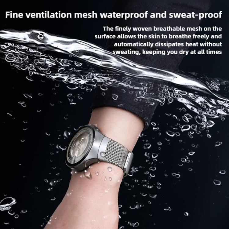 Press Button Seamless Interface Milanese Magnetic Stainless Steel Watch Band, For Huawei Watch 5 42mm