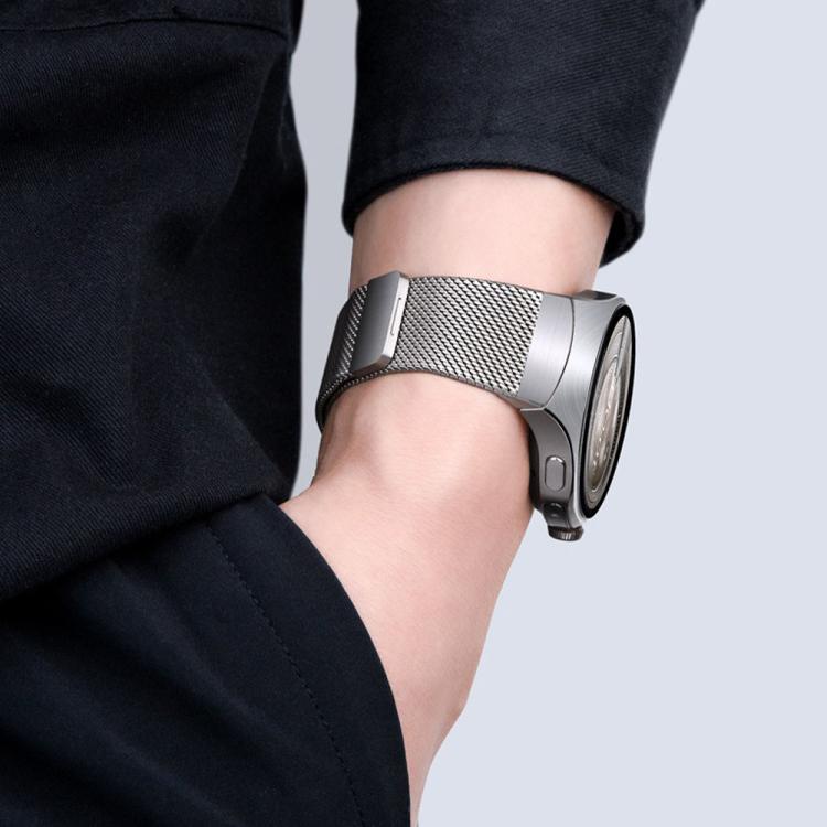 Press Button Seamless Interface Milanese Magnetic Stainless Steel Watch Band, For Huawei Watch 5 42mm