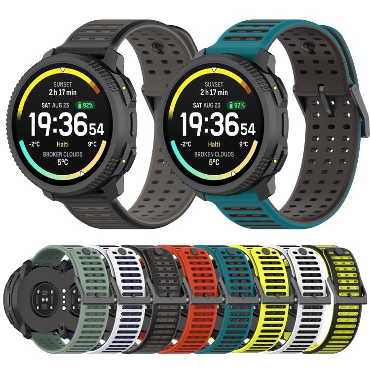 Double Color Matching Breathable Silicone Watch Band, For Suunto Watch 22mm