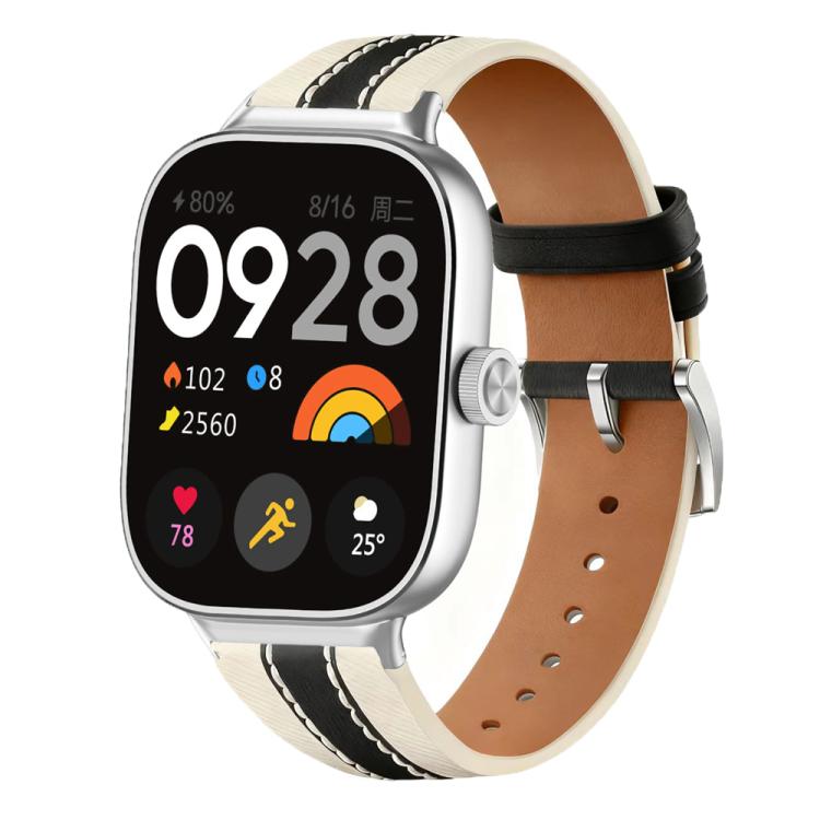 Genuine Leather Color Blocked Saddle Watch Band, For Xiaomi Band  10 Pro / Redmi Watch 6 / 5