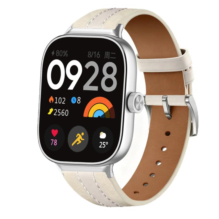 Genuine Leather Color Blocked Saddle Watch Band, For Xiaomi Band  10 Pro / Redmi Watch 6 / 5