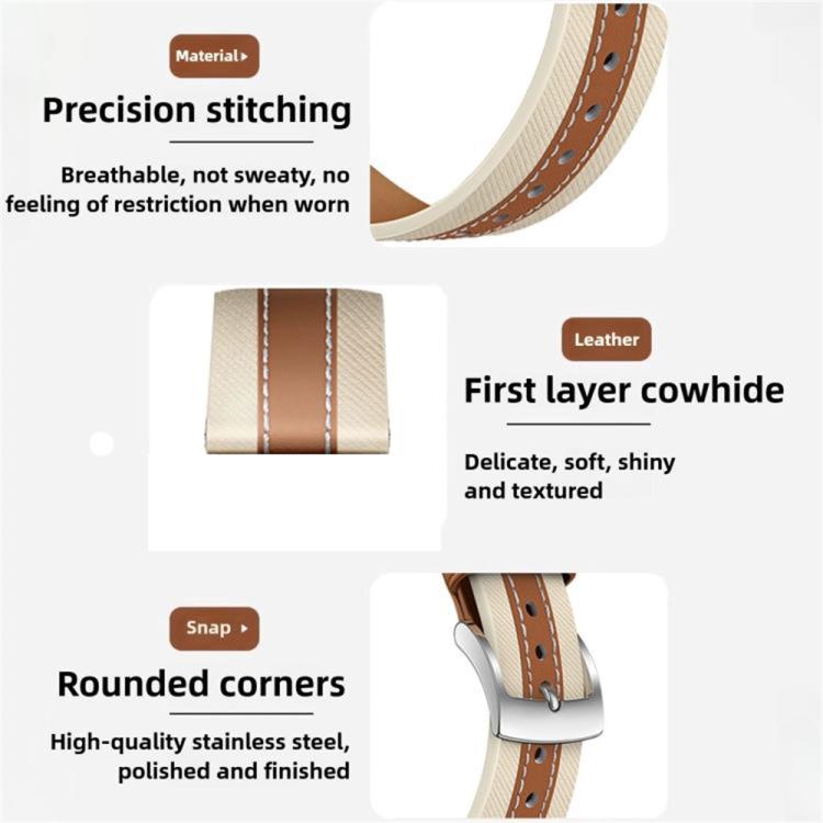 Genuine Leather Color Blocked Saddle Watch Band, For Xiaomi Band  10 Pro / Redmi Watch 6 / 5
