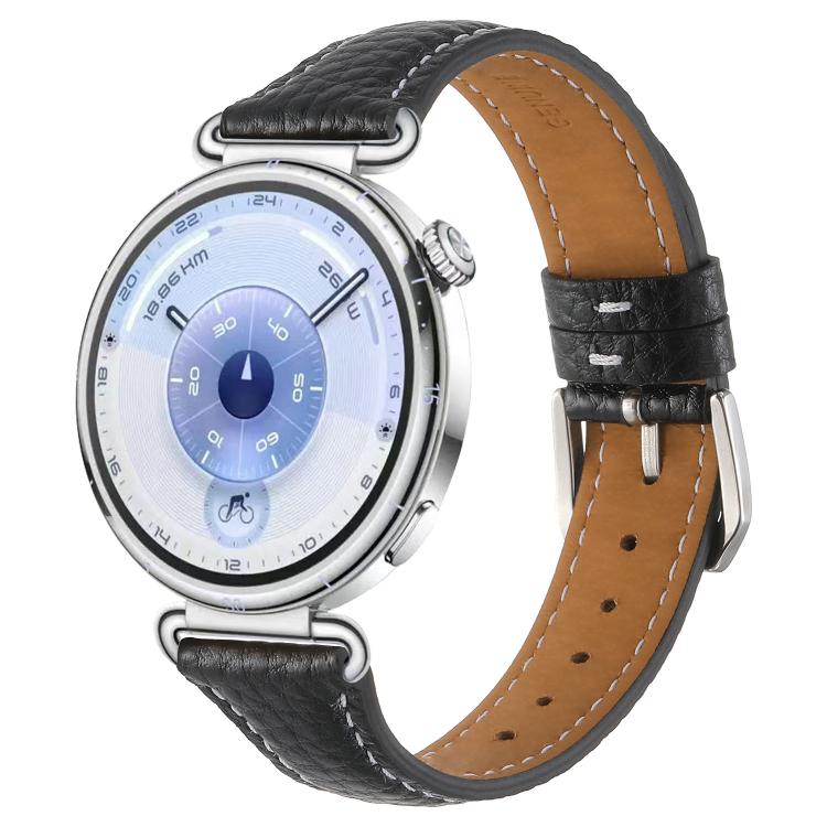 Lychee Texture Pin Buckle Leather Watch Band, 18mm