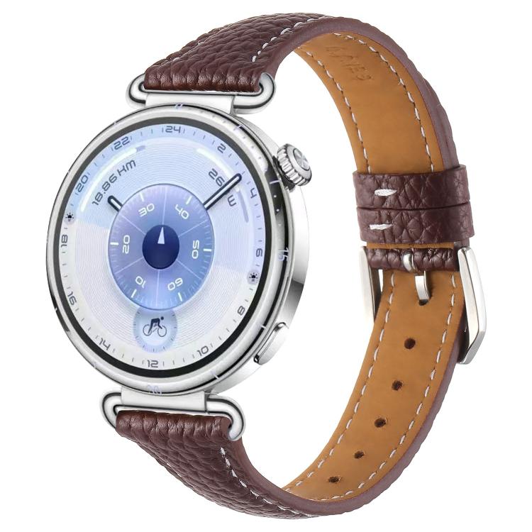 Lychee Texture Pin Buckle Leather Watch Band, 18mm