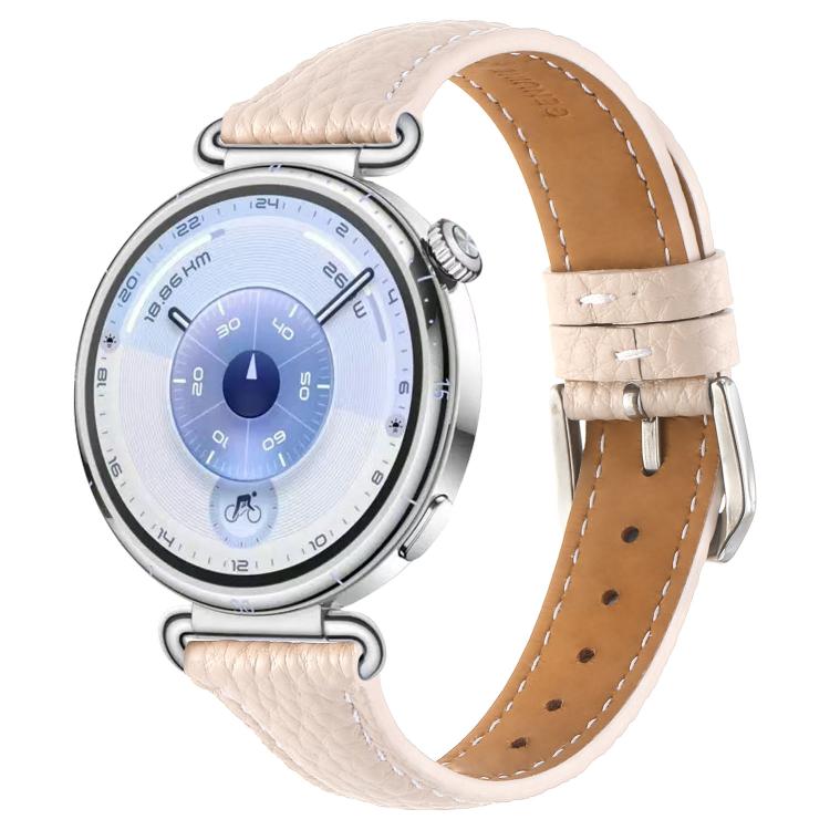 Lychee Texture Pin Buckle Leather Watch Band, 18mm