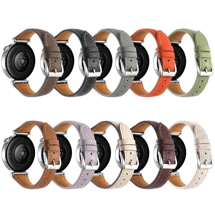 Lychee Texture Pin Buckle Leather Watch Band, 18mm