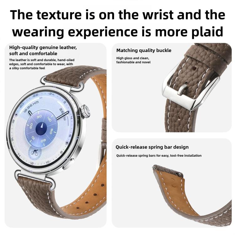 Lychee Texture Pin Buckle Leather Watch Band, 18mm