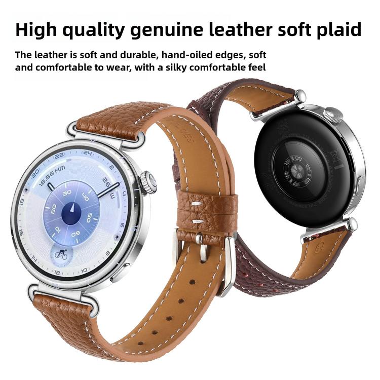 Lychee Texture Pin Buckle Leather Watch Band, 18mm