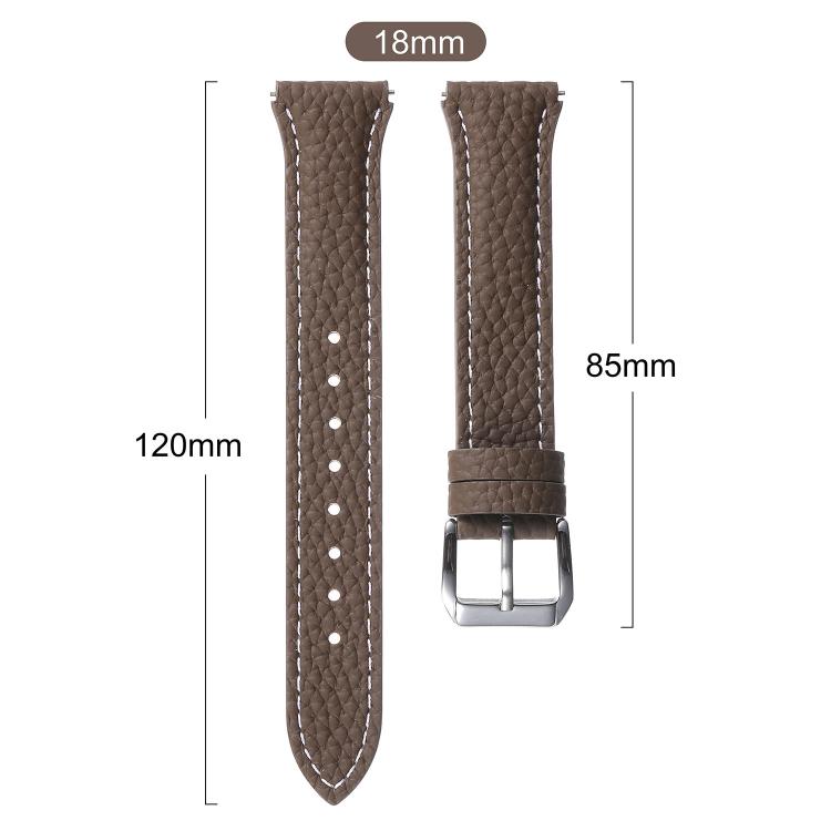 Lychee Texture Pin Buckle Leather Watch Band, 18mm