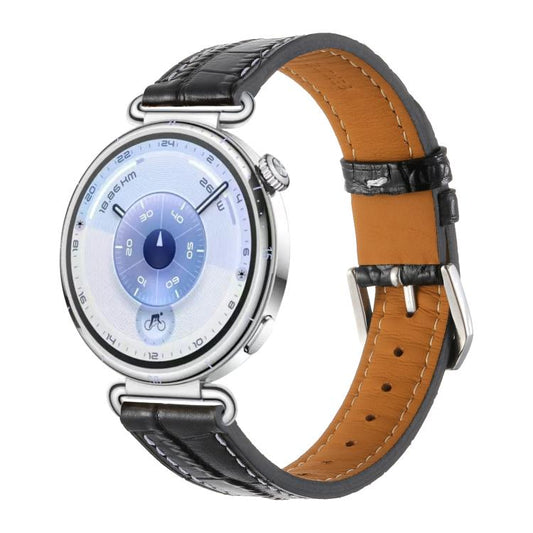 Crocodile Texture Pin Buckle Leather Watch Band, 18mm
