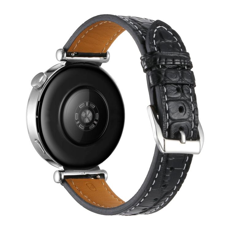 Crocodile Texture Pin Buckle Leather Watch Band, 18mm