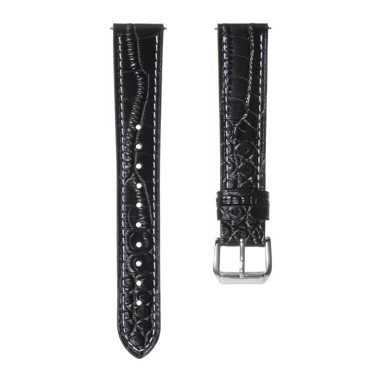 Crocodile Texture Pin Buckle Leather Watch Band, 18mm