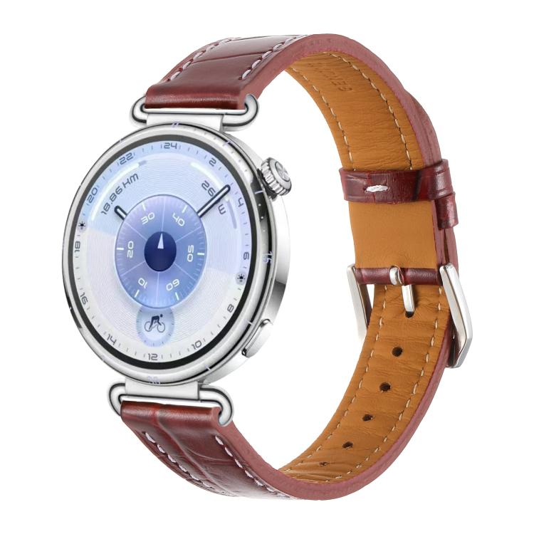 Crocodile Texture Pin Buckle Leather Watch Band, 18mm