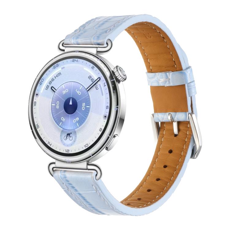 Crocodile Texture Pin Buckle Leather Watch Band, 18mm