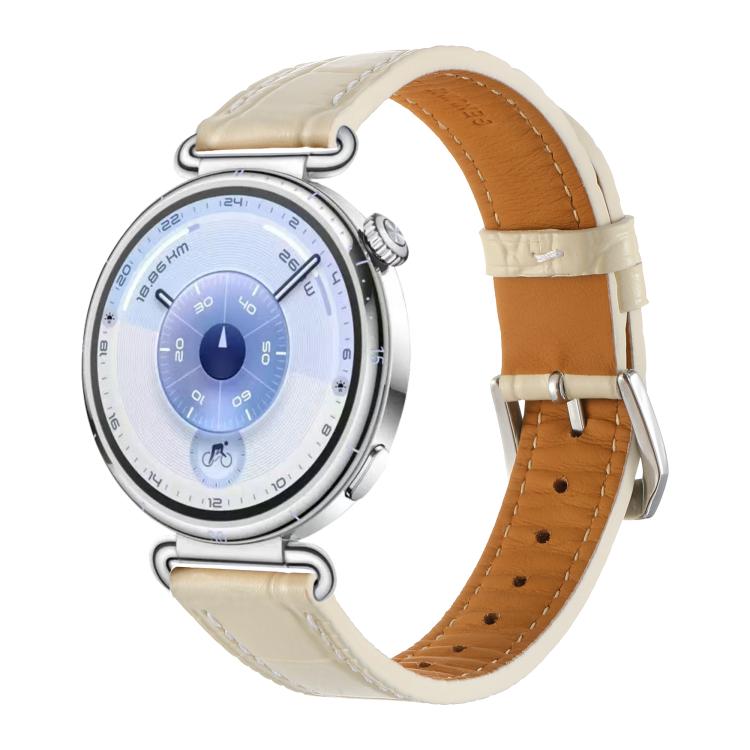 Crocodile Texture Pin Buckle Leather Watch Band, 18mm