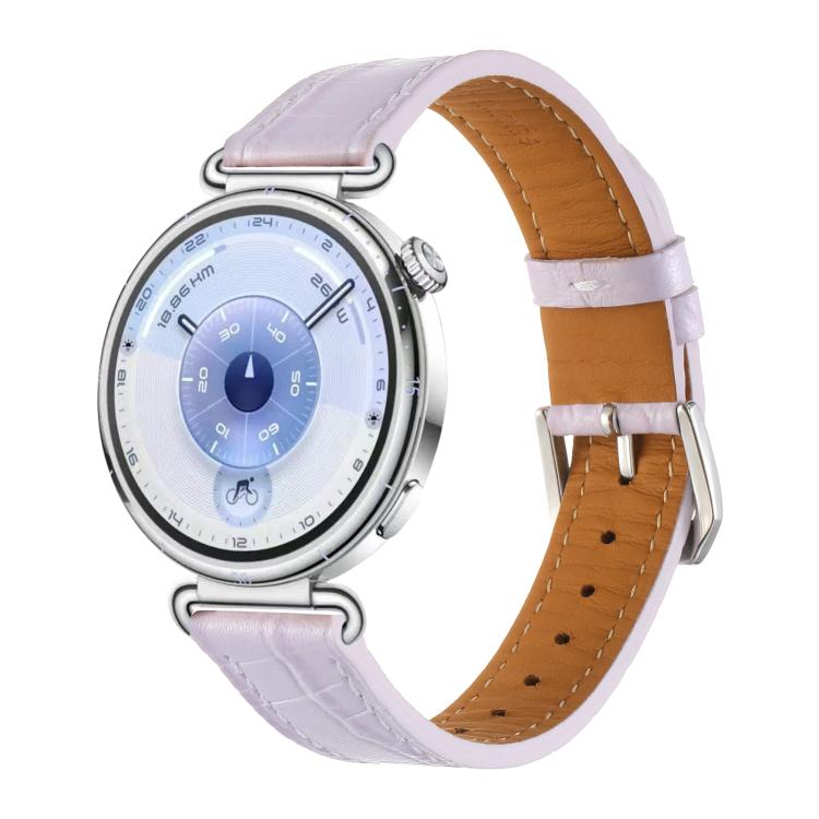 Crocodile Texture Pin Buckle Leather Watch Band, 18mm
