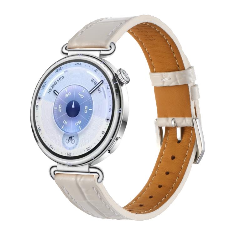 Crocodile Texture Pin Buckle Leather Watch Band, 18mm