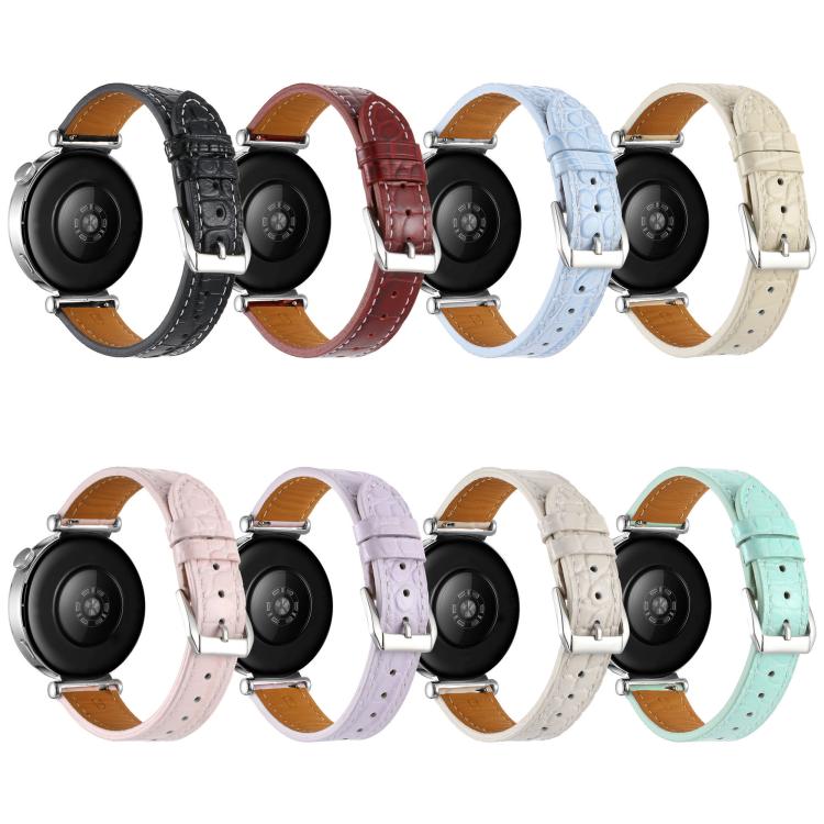Crocodile Texture Pin Buckle Leather Watch Band, 18mm