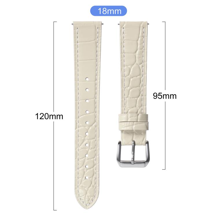 Crocodile Texture Pin Buckle Leather Watch Band, 18mm