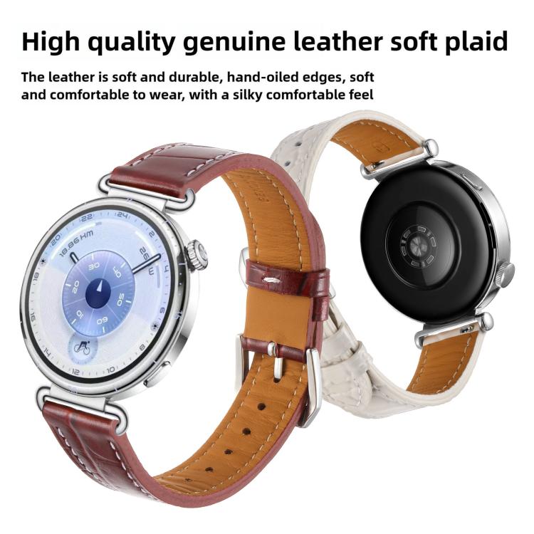 Crocodile Texture Pin Buckle Leather Watch Band, 18mm