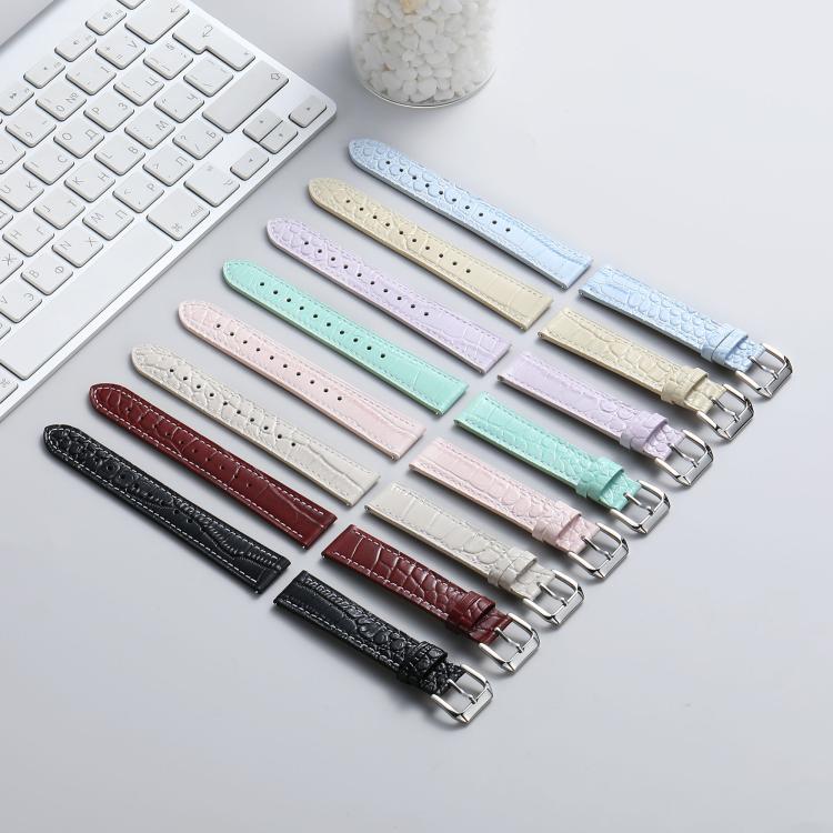 Crocodile Texture Pin Buckle Leather Watch Band, 18mm