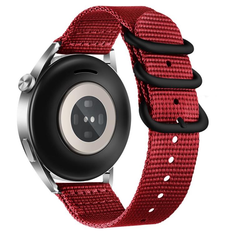 Dual Ring Black Buckle Single Color Nylon Watch Band, 18mm, 20mm, 22mm