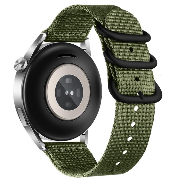 Dual Ring Black Buckle Single Color Nylon Watch Band, 18mm, 20mm, 22mm