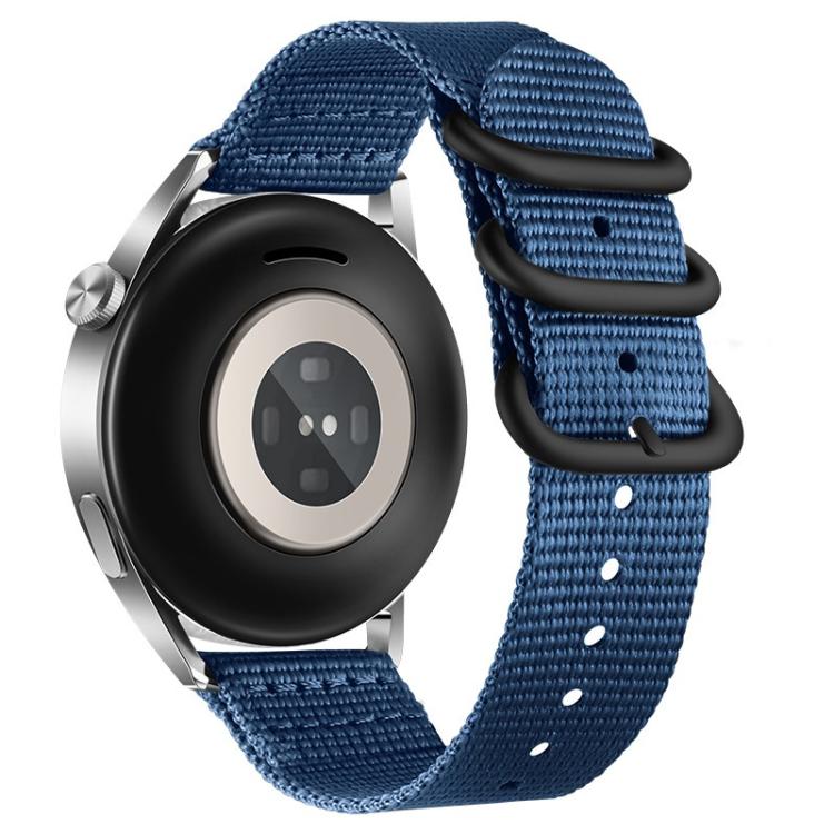 Dual Ring Black Buckle Single Color Nylon Watch Band, 18mm, 20mm, 22mm