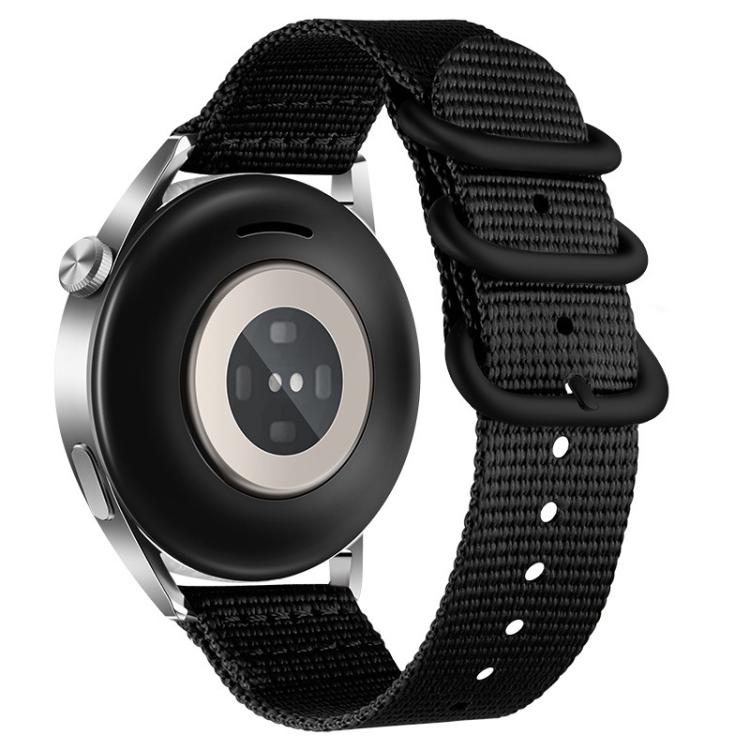 Dual Ring Black Buckle Single Color Nylon Watch Band, 18mm, 20mm, 22mm