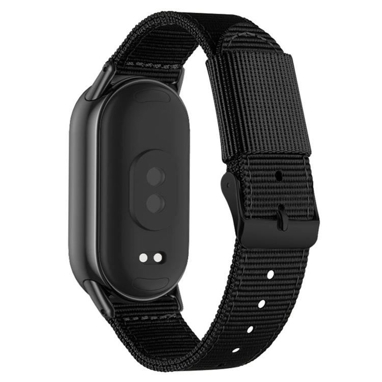 Black Pin Buckle Single Color Woven Nylon Watch Band, For Xiaomi Smart Band 10 / 9 / 8